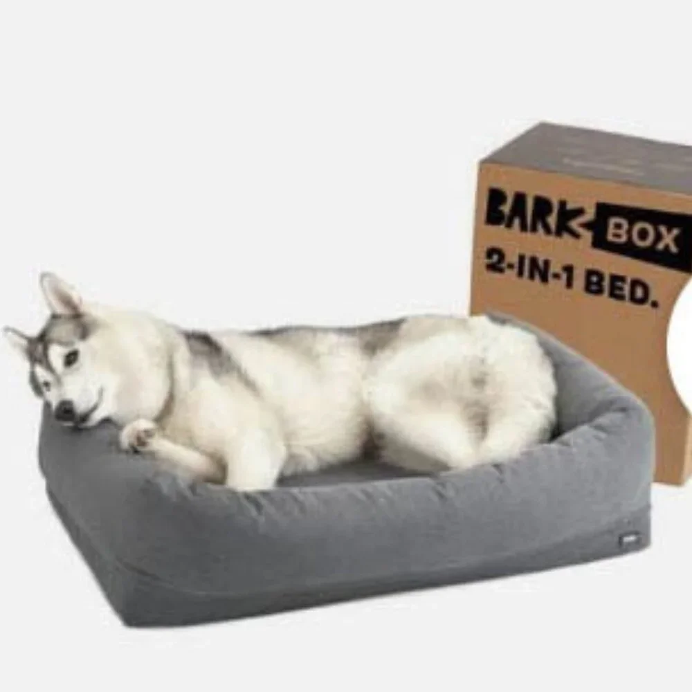 Dog Bed: Large Orthopedic Pet Bed & Toy, Light Gray